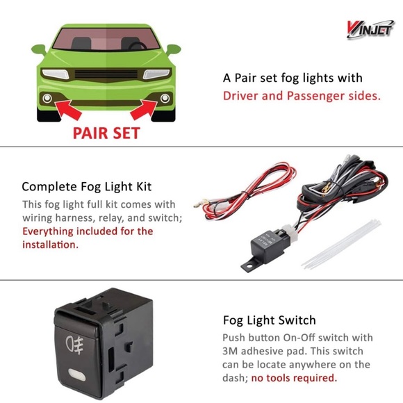 NEW Winjet OEM Series 2017 2018 2019 2020 Nissan Rogue Driving Fog Lights - Picture 3 of 11